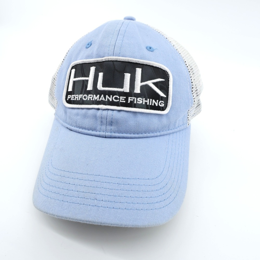 Huk Performance Fishing Trucker Hat Light‎ Blue Mesh Snapback One Size Fits Most